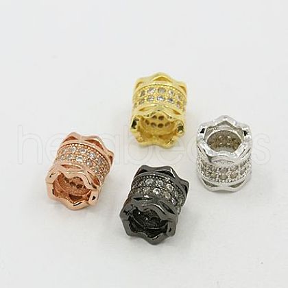 Brass Cubic Zirconia European Beads ZIRC-F001-89-1