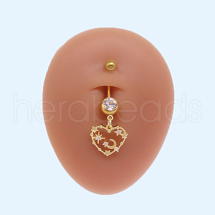 316L Surgical Stainless Steel Micro Pave Clear Cubic Zirconia Belly Rings FS-WGA8928-10-1