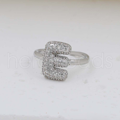 Brass Micro Pave Clear Cubic Zirconia Cuff Rings FS-WG17FF6-05-1