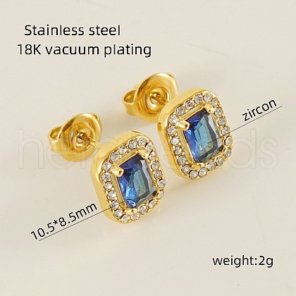 304 Stainless Steel Cubic Zirconia Stud Earrings FS-WGD0B7C-14-1