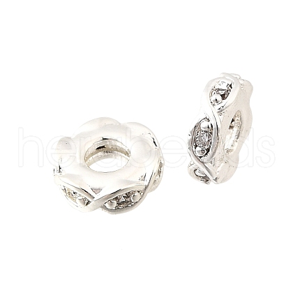 Brass Micro Pave Clear Cubic Zirconia Beads KK-K300-06B-S-1