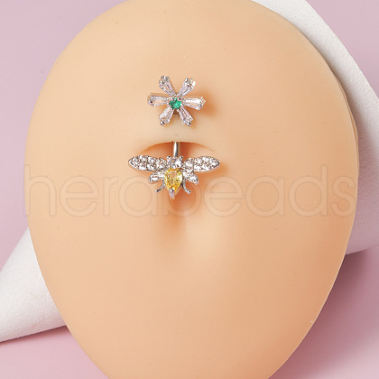 304 Stainless Steel with Crystal Rhinestone Belly Rings FS-WG2C664-02-1