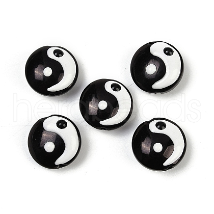 Yin-yang Theme Handmade Lampwork Beads LAMP-B028-01B-1