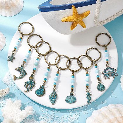 Alloy Ocean Theme Pendant Keychains KEYC-JKC01225-1