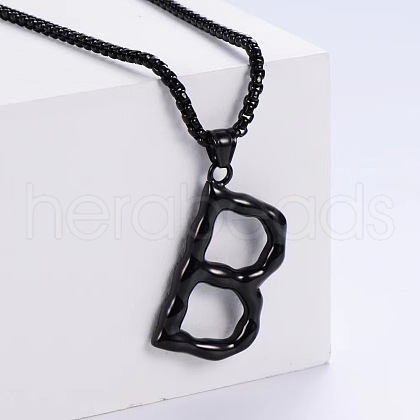 Stylish Stainless Steel Initial Pendant Necklaces SR1473-2-1