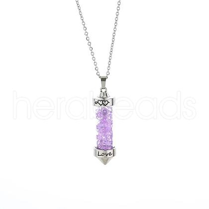 Glass Chip Wishing Bottle Cone Love Glass Pendant Necklaces FL0210-6-1