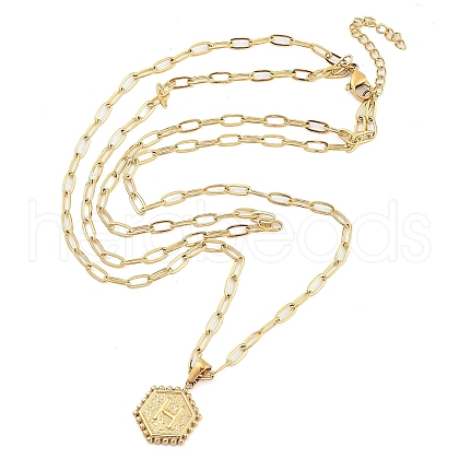 Real 18K Gold Plated Stainless Steel Paperclip Chains Double Layer Necklaces AN1969-14-1