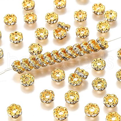 Brass Rhinestone Spacer Beads RB-A014-L6mm-01G-NF-1