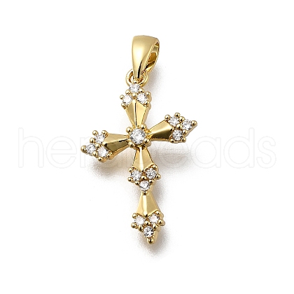 Brass Micro Pave Clear Cubic Zirconia Pendants KK-G525-17G-1