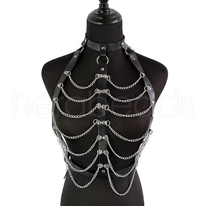 Imitation Leather Alloy Multi-Layered Chain Tassel Chest Chains FS-WG5C4BA-02-1