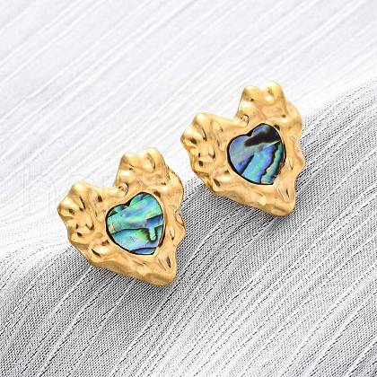 304 Stainless Steel Natural Paua Shell Stud Earrings EJEW-Z103-06G-01-1