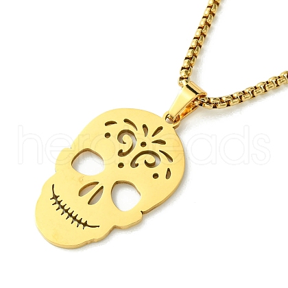 Stainless Steel Pendant Necklaces NJEW-L117-01G-1