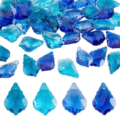 AHADERMAKER 50Pcs 5 Colors Faceted Glass Pendants GLAA-GA0002-03-1