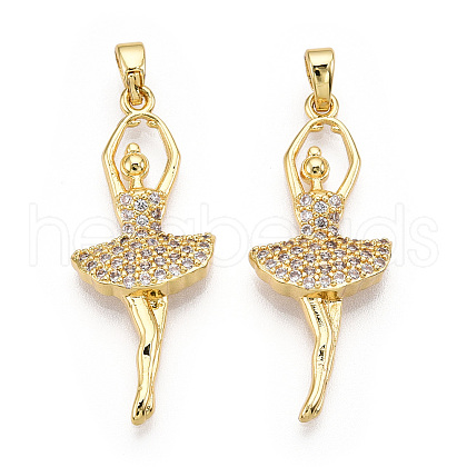Brass Micro Pave Cubic Zirconia Pendants ZIRC-T016-04G-1