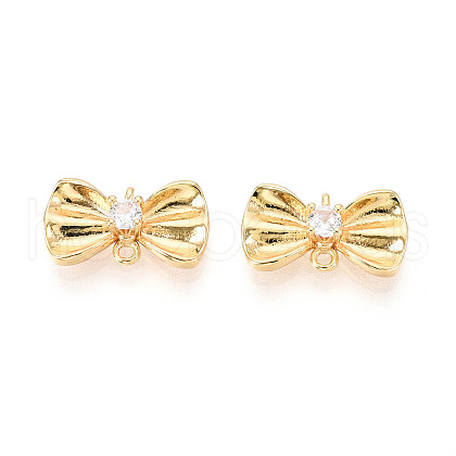 Brass Pave Clear Cubic Zirconia Connector Charms KK-N272-12G-1