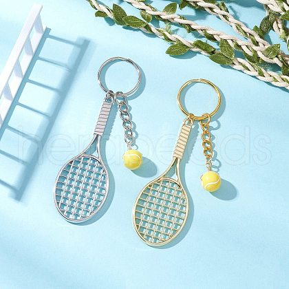 304 Stainless Steel Alloy Acrylic Tennis Keychain KEYC-JKC01218-1
