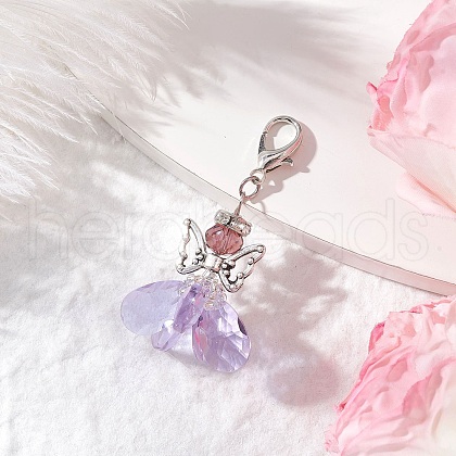 Angel Glass Pendant Decorations HJEW-MZ00260-02-1