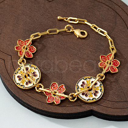 Brass Enamel Link Chain Bracelets for Women FS-WG2B9E4-04-1