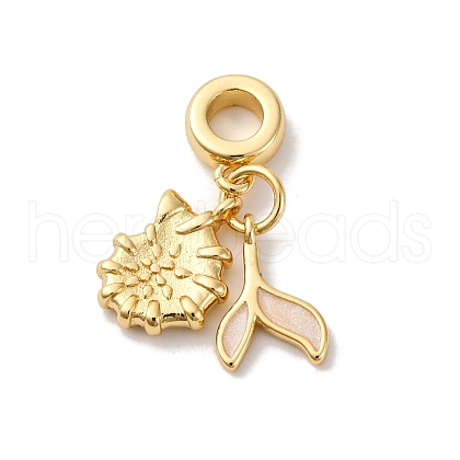 Brass Enamel European Dangle Beads KK-Q098-38G-A-1