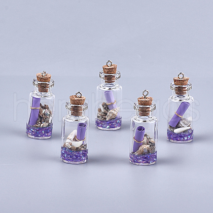 Glass Wishing Bottle Pendant Decorations GLAA-S181-02A-1
