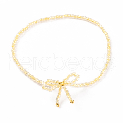 Bowknot Glass Seed Beaded Stretch Bracelets for Women JP0596-1-1