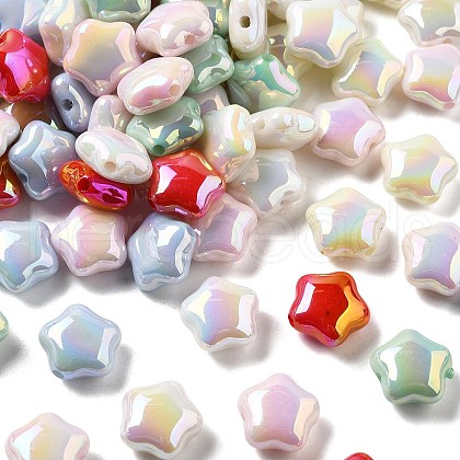UV Plating Opauqe Acrylic Beads PACR-Q005-06-1