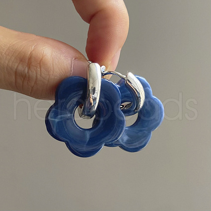 Flower Stainless Steel Acrylic Hoop Earrings FS-WGEB331-22-1
