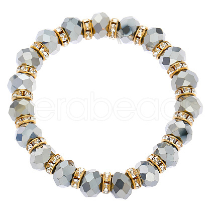 Electroplated Glass Beads Stretch Bracelets PW-WGDFEAE-06-1