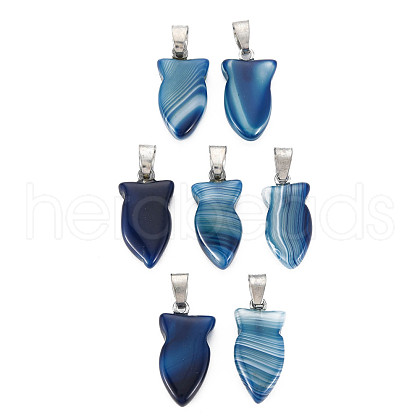 Natural Banded Agate/Striped Agate Pendants G-N326-128-A06-1