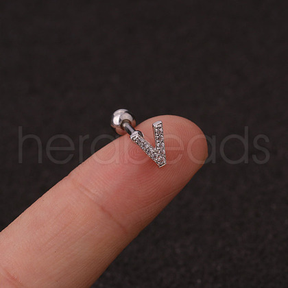 316L Surgical Stainless Steel Micro Pave Clear Cubic Zirconia Cartilage Earrings WG3A850-43-1