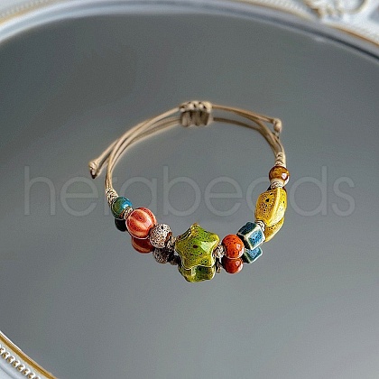 Porcelain Beads Braided Bead Bracelets for Women FS-WG0D046-04-1