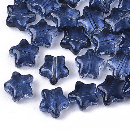 Transparent Spray Painted Glass Beads X1-GLAA-N035-01-E02-1