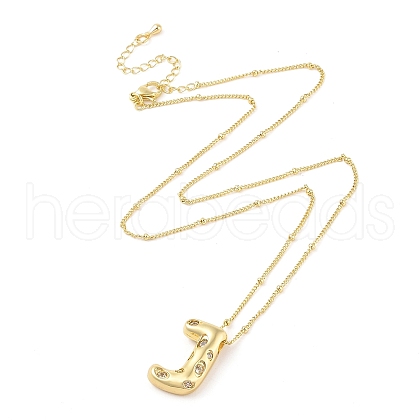 Brass Micro Pave Clear Cubic Zirconia Pendant Necklaces NJEW-Z038-01G-J-1