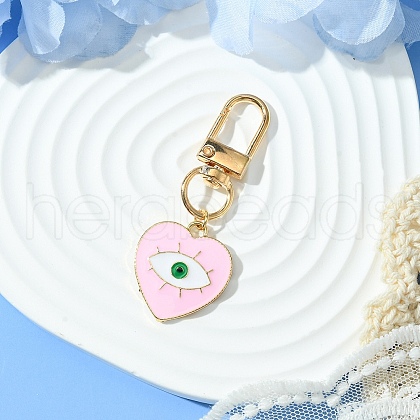Heart with Evil Eye Alloy Enamel Pendant Decorations HJEW-YW00017-04-1
