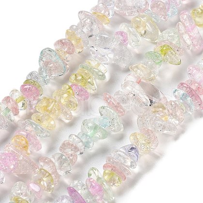 Transparent Crackle Glass Beads Strands GLAA-U004-01B-1