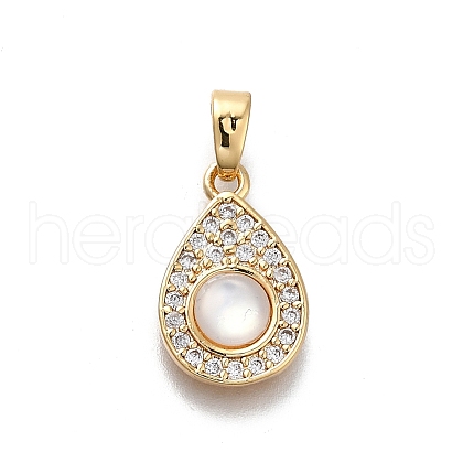 Natural White Shell Drop Pendants KK-D312-05G-1