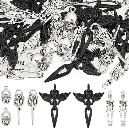 SUNNYCLUE 40Pcs 4 Styles Tibetan Style Alloy Pendants TIBEP-SC0003-04-1