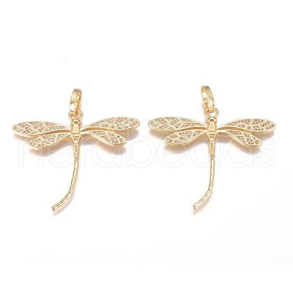 Brass Micro Pave Cubic Zirconia Pendants ZIRC-G168-11G-1