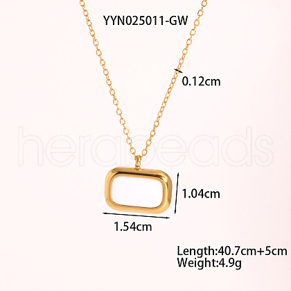 Vintage Stainless Steel Enamel Rectangle Pendant Necklaces for Women PC2177-1-1