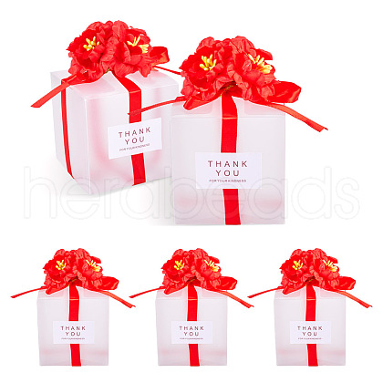 Clear PVC Candy Gift Packaging Boxes with Ribbon & Artificial Flower CON-TAC0001-20C-1