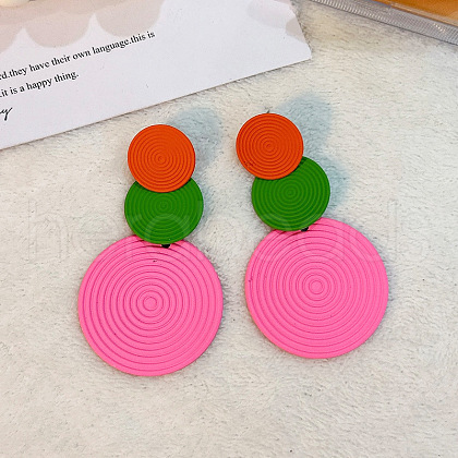 3-Round Alloy Dangle Stud Earrings FS-WG460DD-12-1