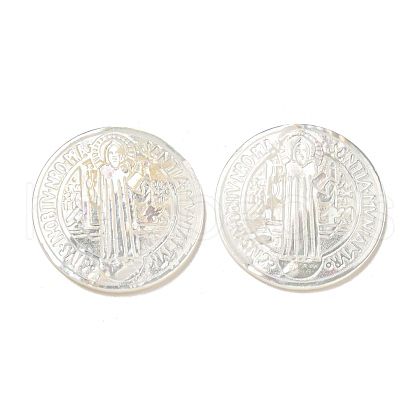 Carved Natural White Shell Cabochons SSHEL-N038-06A-1