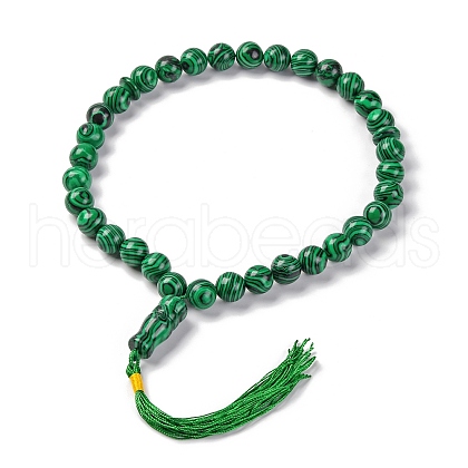 Natural Malachite Beads Stretch Bracelets BJEW-A025-01B-1