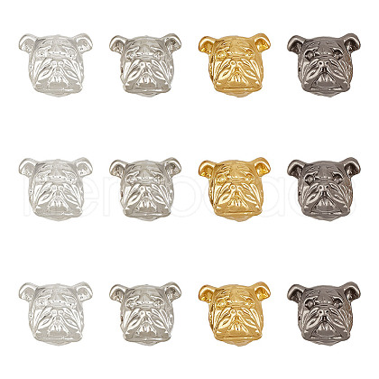 Olycraft 12Pcs 4 Colors Alloy Puppy Beads FIND-OC0003-28-1