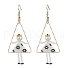 2Pair Girl with Triangle Brass Glass Seed Beads Dangle Earrings EJEW-MZ00453-4
