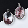 Transparent Glass Oval Pendants GLAA-S199-005-4