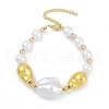 Rack Plating Brass Beaded Bracelets BJEW-P341-07A-G-1