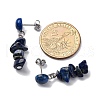 Natural Lapis Lazuli Dangle Stud Earrings EJEW-JE06371-05-4