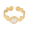 Ion Plating(IP) 304 Stainless Steel Enamel Textured Round Cuff Finger Rings RJEW-L107-066G-01-2