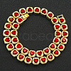 Alloy Crystal Rhinestone & Heart Glass Square Link Chain Tennis Necklaces FS-WG8A429-01-1